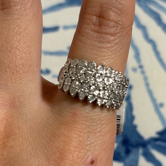 Effy Silver Multi-Row Diamond Ring Sz7 - Picture 12 of 15